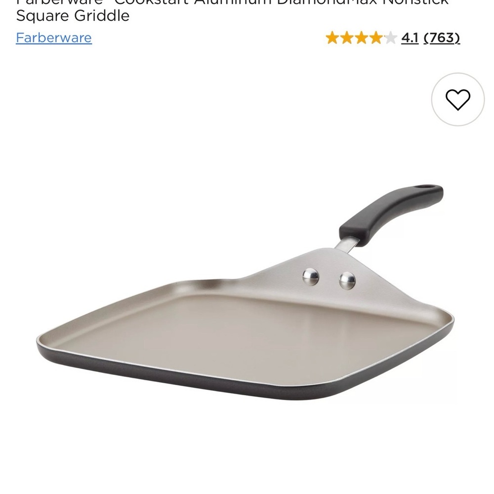 Farberware Black Handle Square Nonstick Griddle with Orange Branding - Picture 2 of 2
